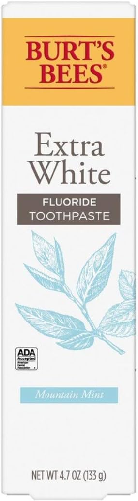 Burts Bees Extra White Mountain Mint Fluoride Toothpaste 4.7 Ounce (Pack of 2)