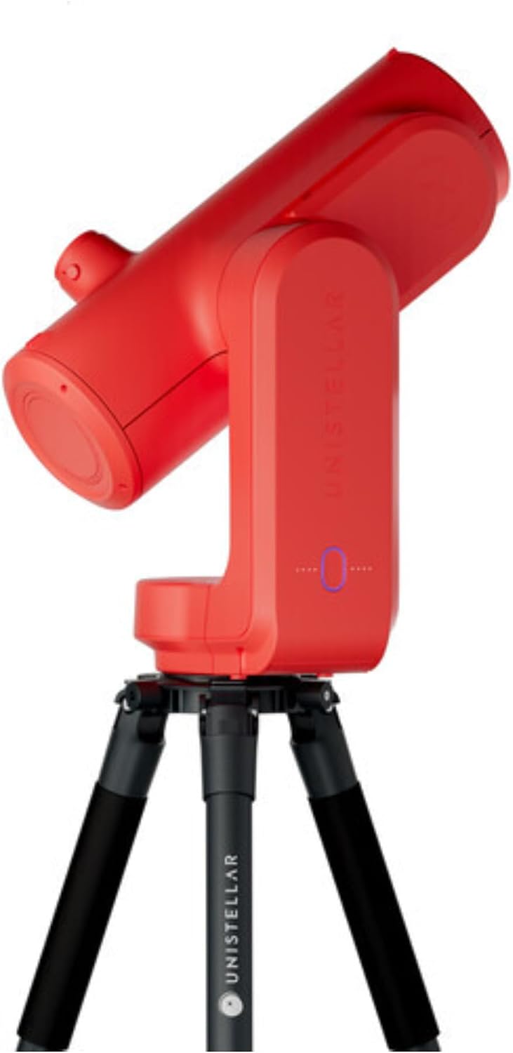 Odyssey PRO - UNISTELLAR Smart Telescope (with Eyepiece), 85mm f/3.9 (320mm) Digital & Computerized, App-Controlled Motorized Alt-Az, Enhanced Vision, RAW/FITS Export, 64GB, 5h Battery (Red)