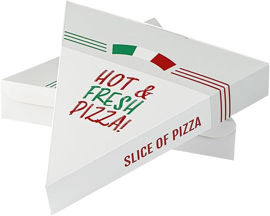 Restaurantware Eco Pie 9.3 x 10.3 x 1.8 Inch Pizza Slice Boxes 100 Clamshell Pizza Slice Containers - Greaseproof Tab Lock White Paper Individual Pizza Boxes For Restaurants Kiosks And Cafes