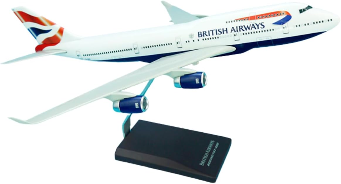 British Airways Model Plane Boeing 747-400 with G-CIVY registration in 1/200 scale, 37 cm long plastic model plane