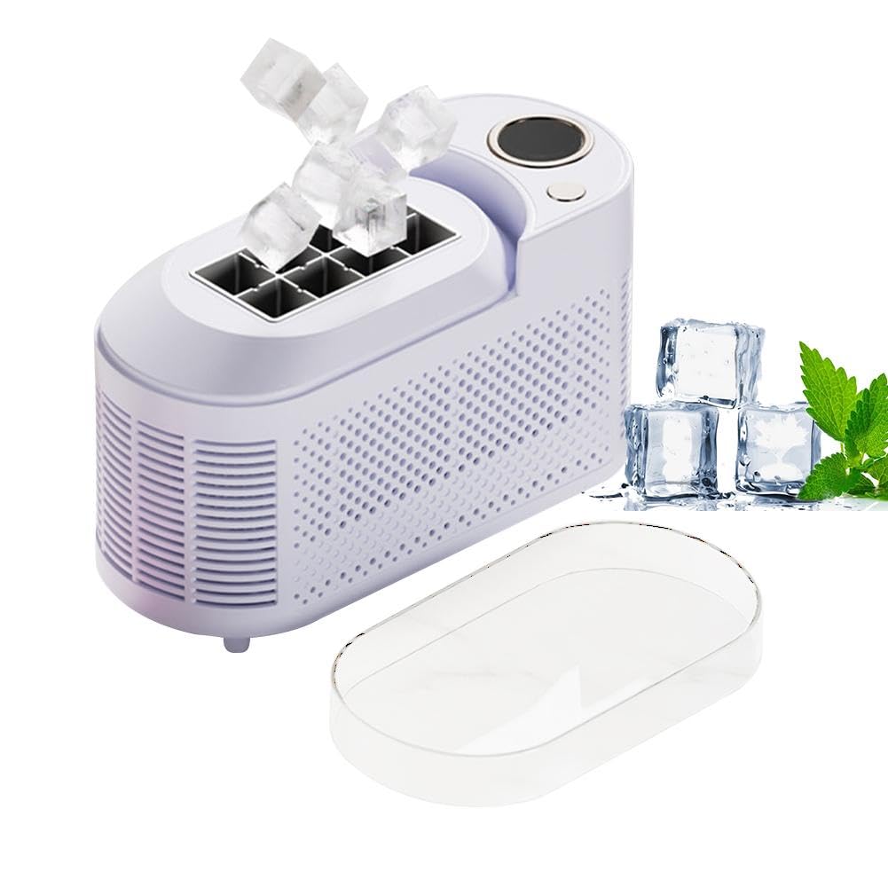 Portable Ice Maker Countertop, 2025 New Self-Cleaning Ice Cube Makers with Basket and Tweezer, 8 Cubes in 10-15 Mins, 12KG Daily Capacity, Ideal for Home Camping and RVs