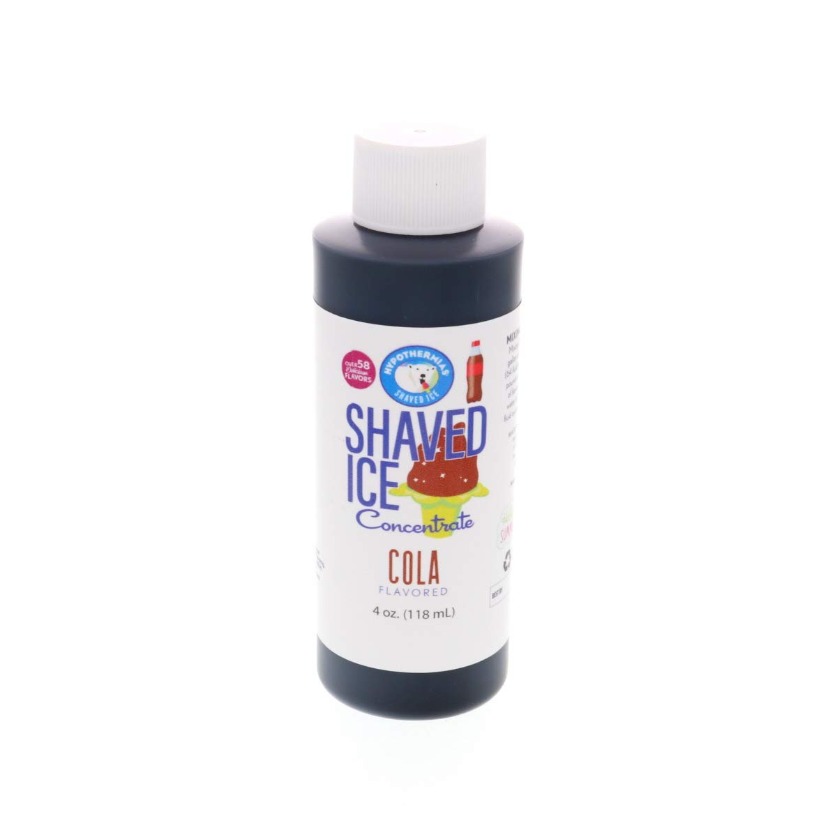 Hypothermias Shaved Ice and Snow Cone Syrup Unsweetened Flavor Concentrate - 4 Fl Oz - Makes 1 Gallon of Ready to Use Syrup - Cola - Must Add Filtered Water and Sweetener