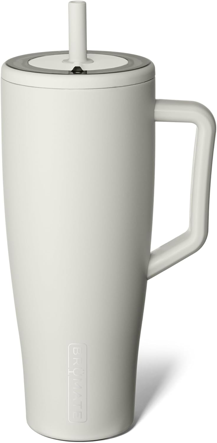 BrüMate Era 40 oz Tumbler with Handle and Straw | 100% Leakproof Insulated Tumbler with Lid and Straw | Made of Stainless Steel | Cup Holder Friendly Base | 40oz (Dune)