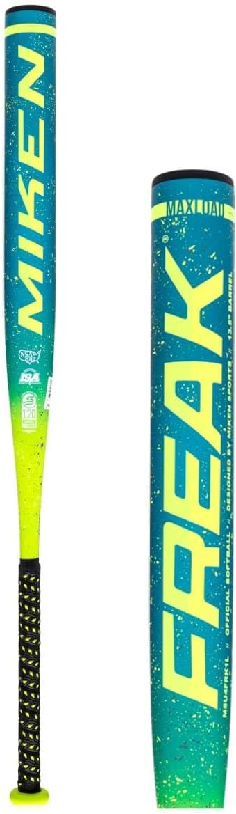 Miken Freak Maxload 1-Piece Slowpitch Softball Bat: 34" 27 oz, Endloaded, USSSA 240NTS Approved