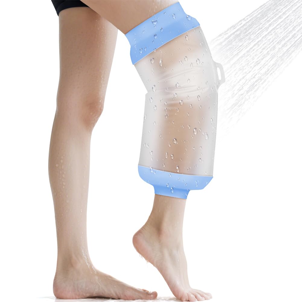 ANOMM Waterproof Knee Cast Cover for Shower, Reusable Adult Knee Cover, Soft & Comfortable Cast Protectors for Broken, Watertight Seal Protector for Bandages, Dressings, Wound Care Supplies