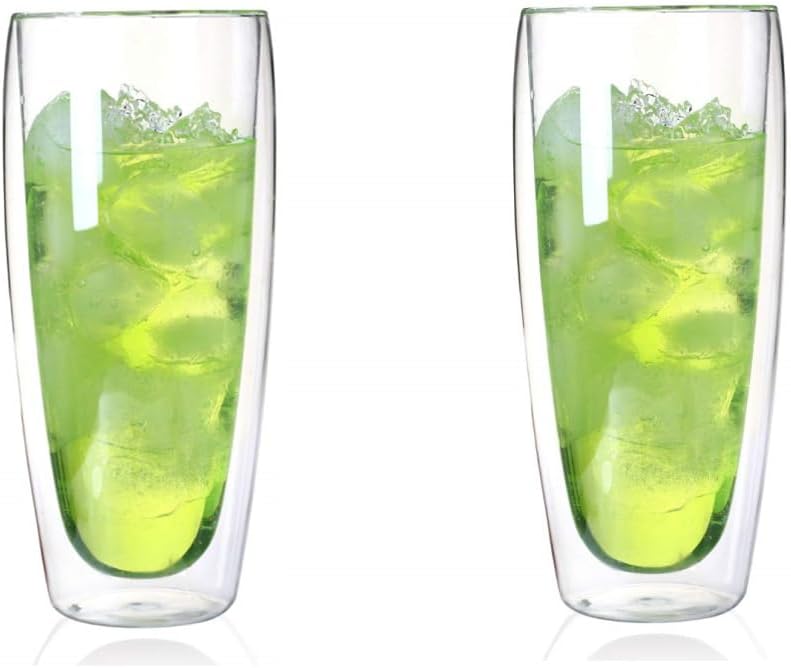 Asng Glass Coffee Mugs, Double Wall Insulated Thermal Cups Drinking Glasses For Tea/Coffee/Latte/Cappucino/Cafe/Milk (650ML/22oz-2PACK)