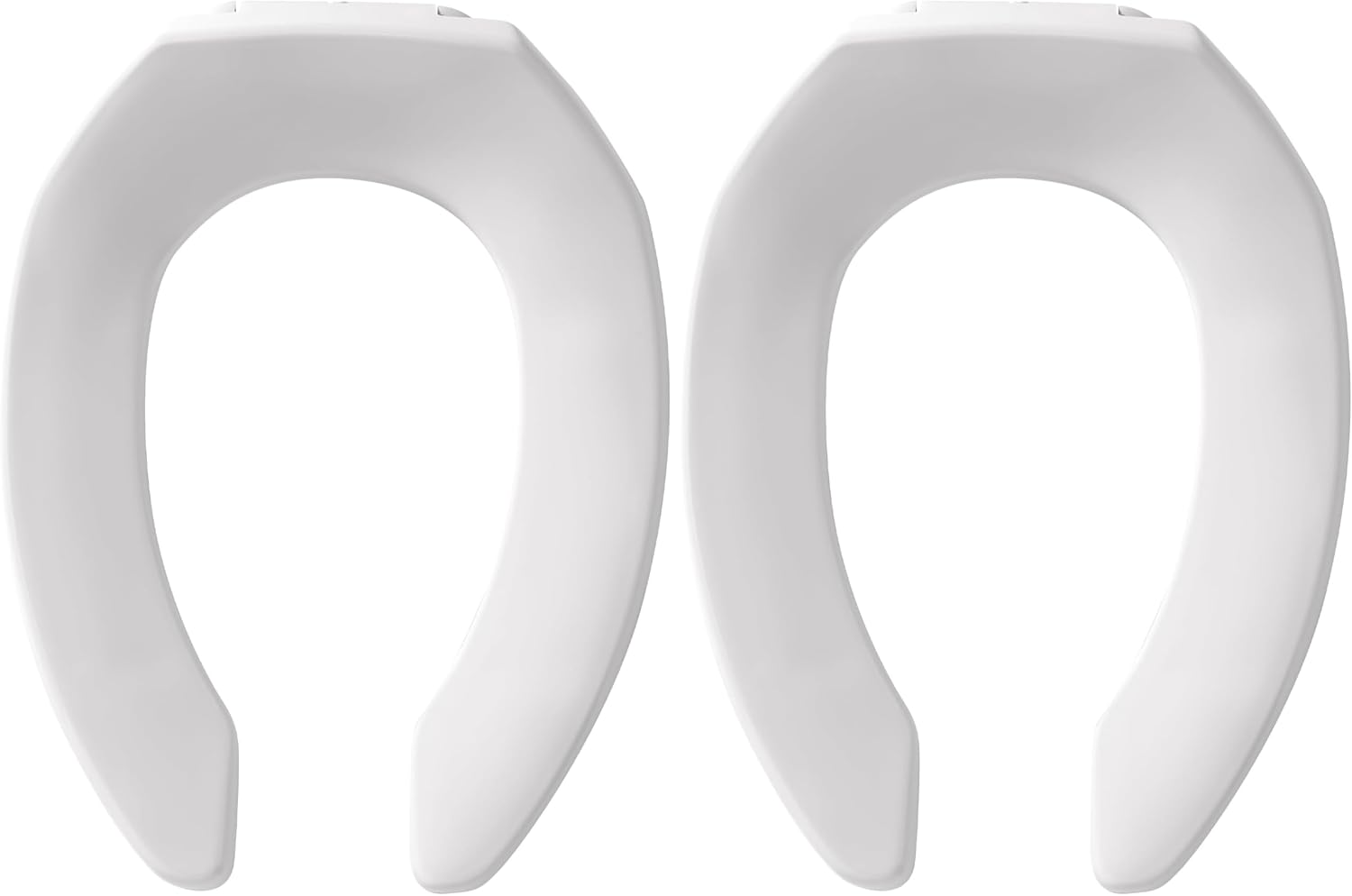 BEMIS 1955CT Commercial Open Front Plastic Toilet Seat,Heavy Duty Industrial Seat without Lid,Secure Installation for Long Lasting Use,Made in USA,Elongated,White,(Pack of 2)