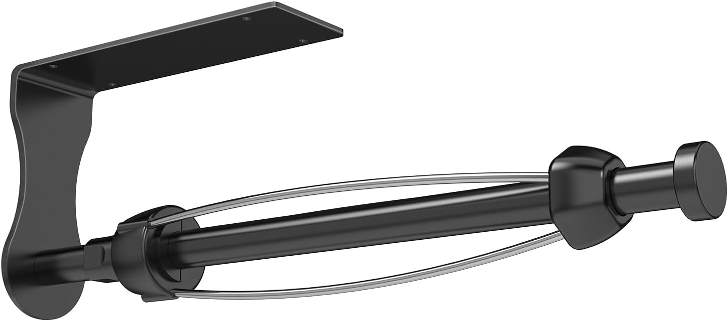 SetSail Paper Towel Holder, Single Hand Operable Paper Towel Holder Under Cabinet with Adjustable Damper, Easy Tear, Wall Mount, Self-Adhesive or Drilled for Kitchen Bathroom, Black