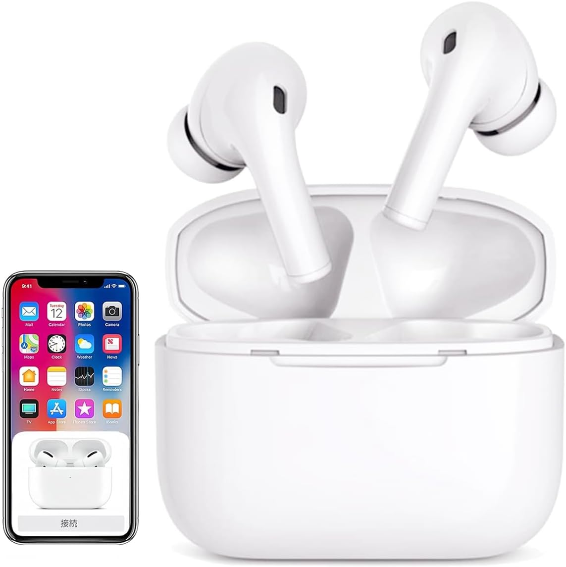 Ear Buds Wireless Earbuds AirBuds Pods, Bluetooth 5.3 Headphones in Ear, 2025 New Bluetooth Earphones with Noise Cancelling Mic, Bluetooth Earbuds HiFi Stereo Deep Bass 48H for Android/IOS/AirPod