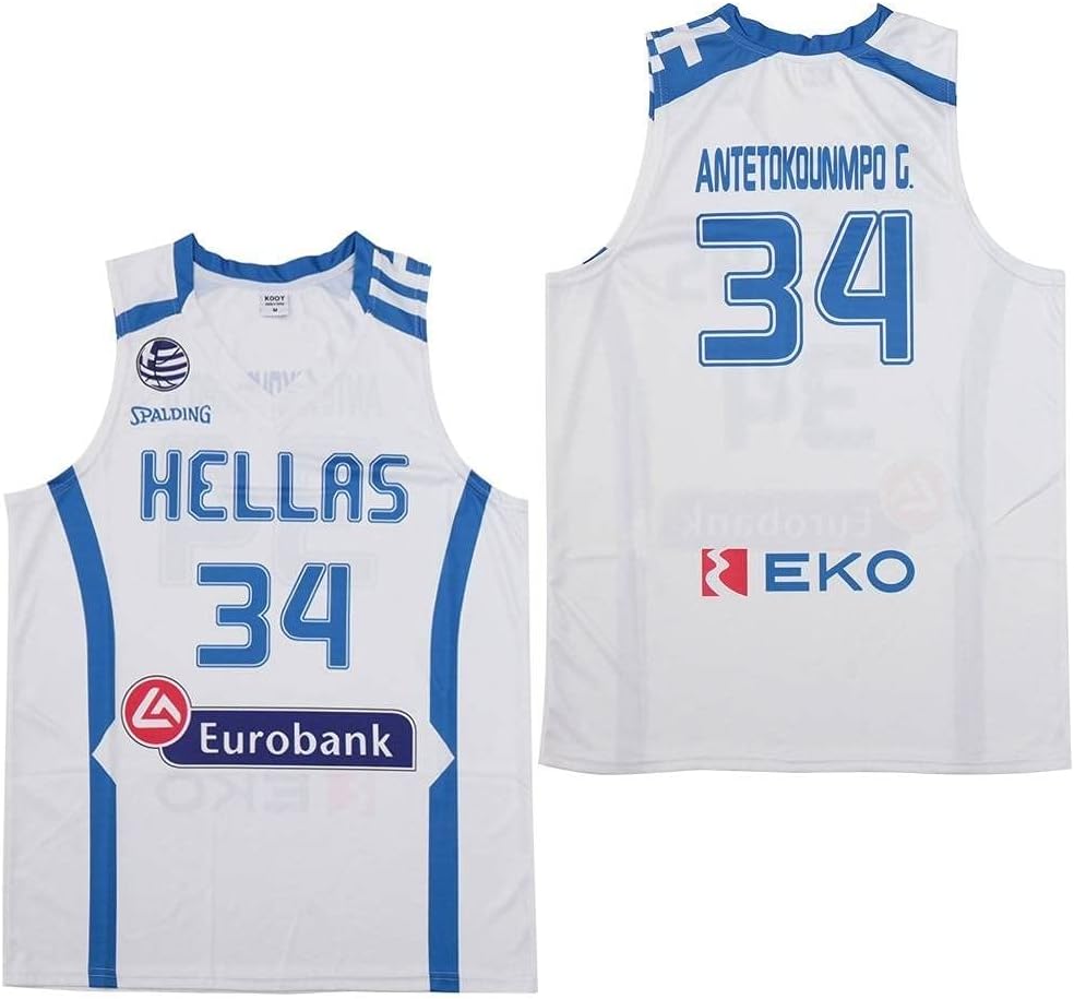 borizcustoms Giannis Greek Freak Jerseys EUROBANK Jersey Anteto 34 Greece Basketball Stitch White