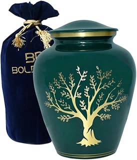 Tree of Life Large Cremation Urn for Human Ashes | 200 Cubic Inches | Decorative Urn for Ashes Adult Female & Male, Funeral Urns - Dark Green