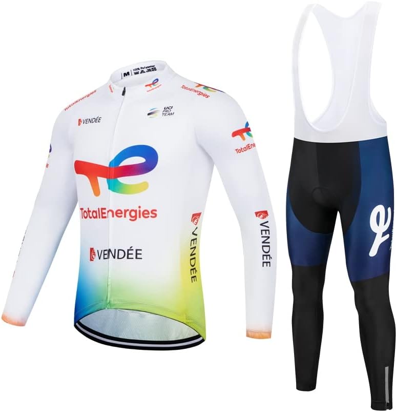 Pro Team Totaleneriges Winter Thermal Fleece Cycling Jersey Set,Mens Long Sleeve Warmer Jacket MTB Clothing Bib pants Kits