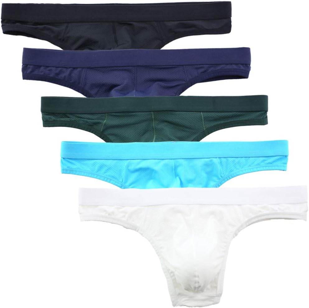 Summer Code Men's Thong Underwear Elastic Micro Mesh Bikini Briefs