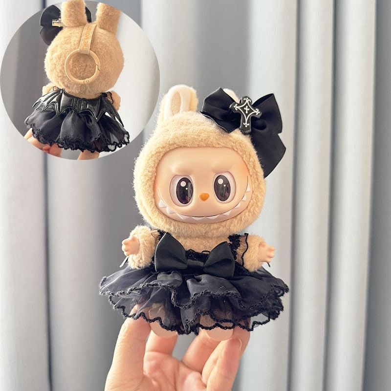 Clothes for Labubu Series 17cm Dolls Strap Skirt & Hair Decorations for 17cm Dolls - Premium Collector's Adjustable Outfit Set, Fantasy Doll Clothing (Doll Not Included) (Style C)