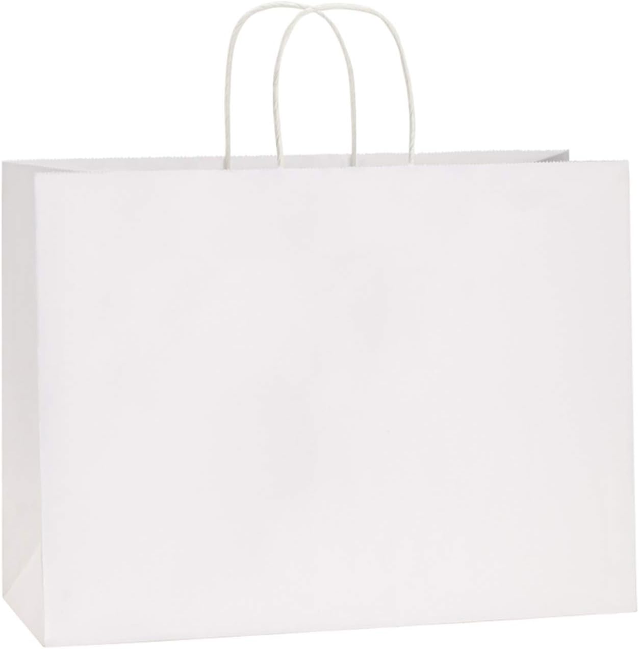 BagDream 16x6x12 Inches 50Pcs White Kraft Paper Bags with Handles Bulk, Large Gift Bags for Shopping, Grocery, Retai, Merchandise, Party Favor Gifts, Recyclable Paper Sacks