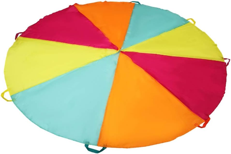 SPINFOX Multicolored Parachute - 6FT, 10FT, 20FT with Handles for Kids Indoor Outdoor Play