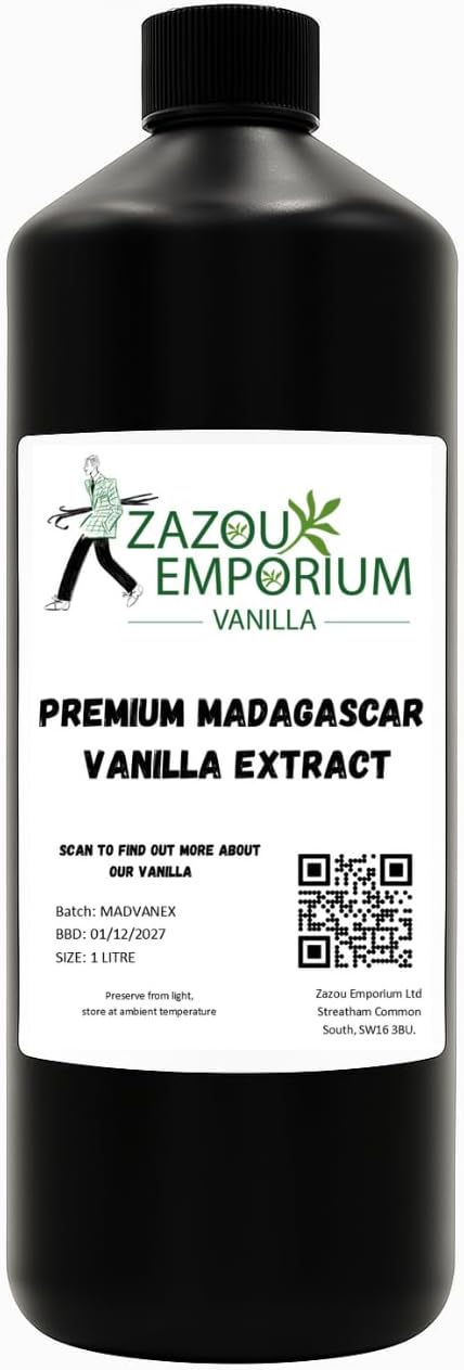 Zazou Emporium - 1 Litre Pure Vanilla Extract - Made with 100% Madagascar Vanilla Beans - Perfect for Baking and Home Cooking (1 Litre)