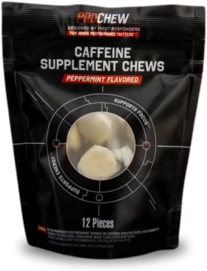 Caffeine Infused Taffy & Energy Supplement for Adults [Pack of 12] Chewable Protein with 125mg Caffeine, Peppermint Flavor