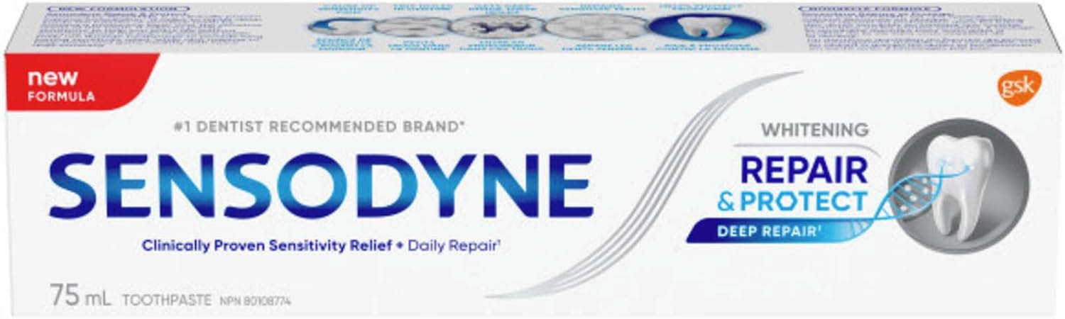 Sensodyne with Novamin, Whitening, Repair & Protect 75mL (Canadian)