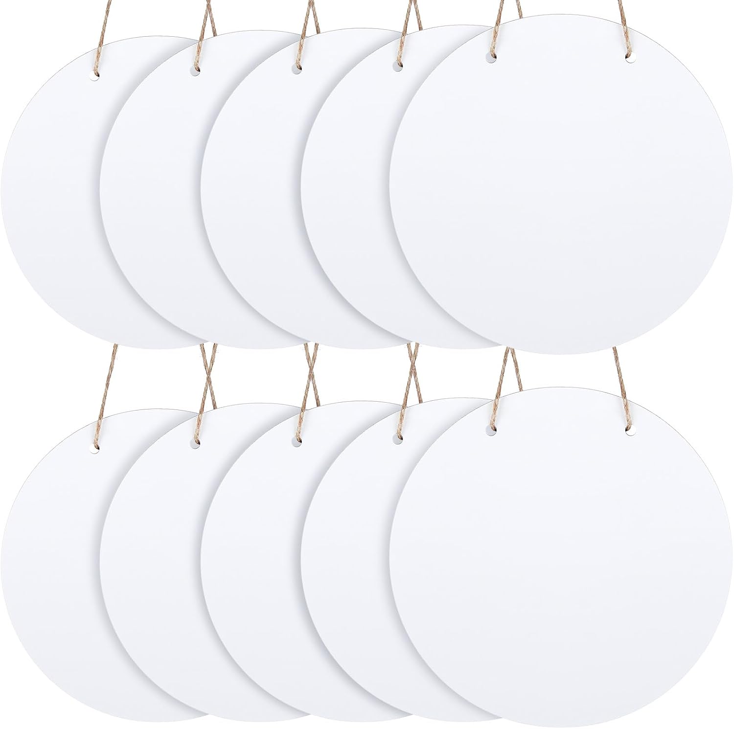 10 Pcs Round Sublimation Door Hanger Blanks Wall Hanging MDF Wood Blanks Unfinished Wooden Sign Circle Sublimation Sign with Rope for Heat Press Machine(12'' X 12'')