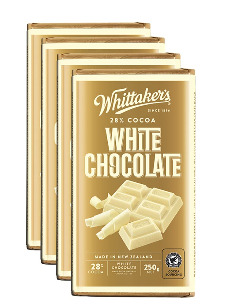 Whittaker's White Chocolate Block 250g (Pack of 4) （Made in New Zealand）