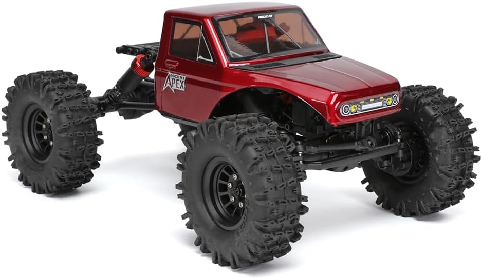 Redcat Racing Ascent-18 APEX, 1/18 Scale Brushless Electric Rock Crawler, Carbon Fiber, 4WD RC Car for Adults with 2.4GHz Radio System (Red)