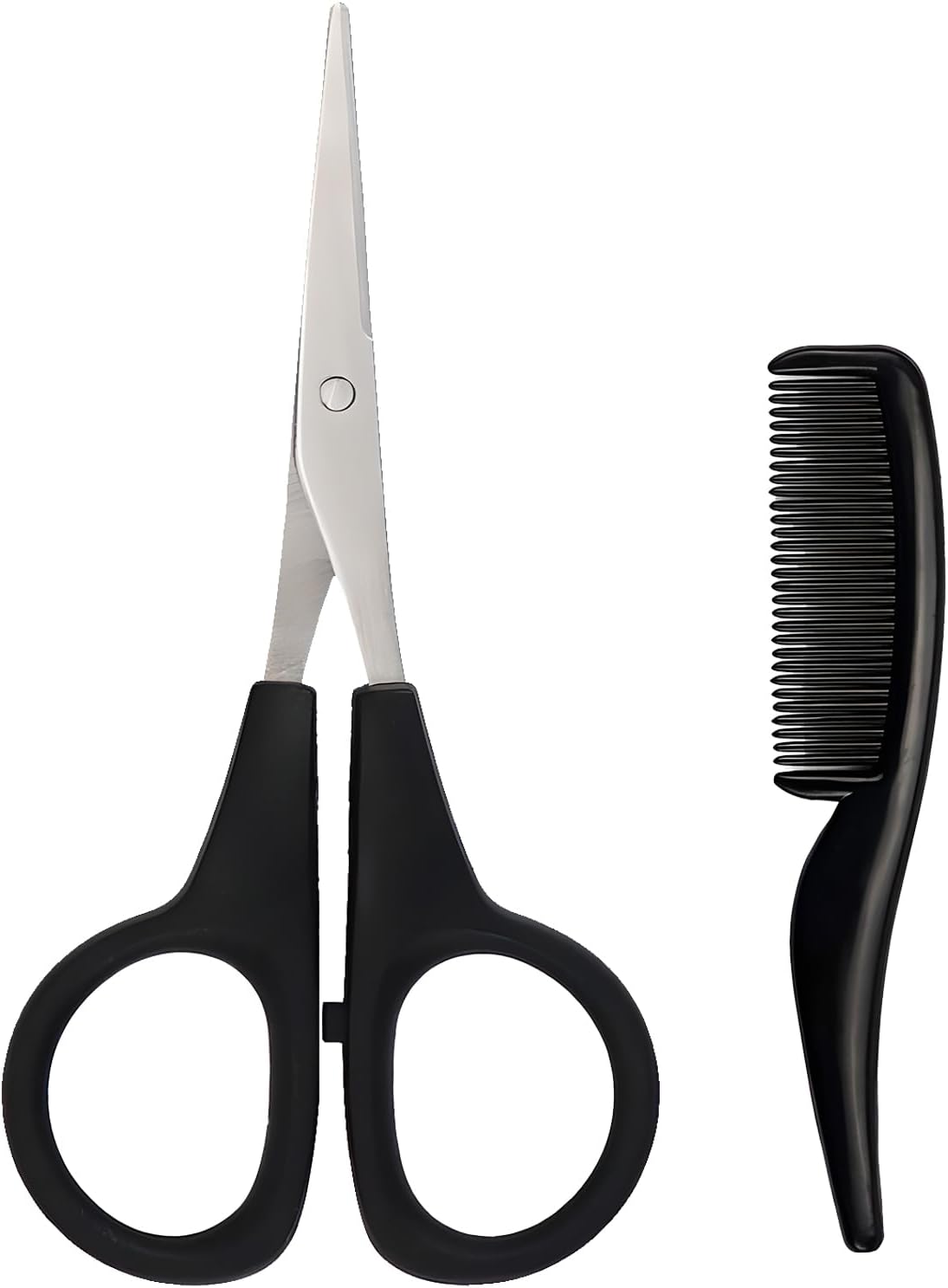 2 Pack Men's Beard & Mustache Scissors & Mini Comb Trimming Kit Black 4 inch
