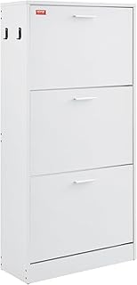 VEVOR Shoe Cabinet with 3 Flip Drawers, Free Standing Shoe Storage Organizer with Side Hooks for Heels,Shoe Storage Cabinet for Entryway, Boots, Slippers in Hallway, Living Room