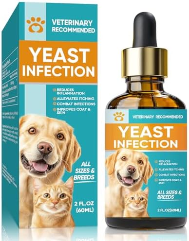 Anogol Yeast Infection Treatment for Dogs, Natural Dog Ear Infection Treatment, Support Allergy, Inflammation and Itch Relief, Herbal Drops Supplement for Pets, 2 Fl oz, 02K