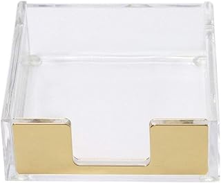MultiBey Sticky Notes Memo Pad Holder Dispenser Rose Gold with Clear Desk Supplies Organizer Accessories for Office Home Schools (Gold)