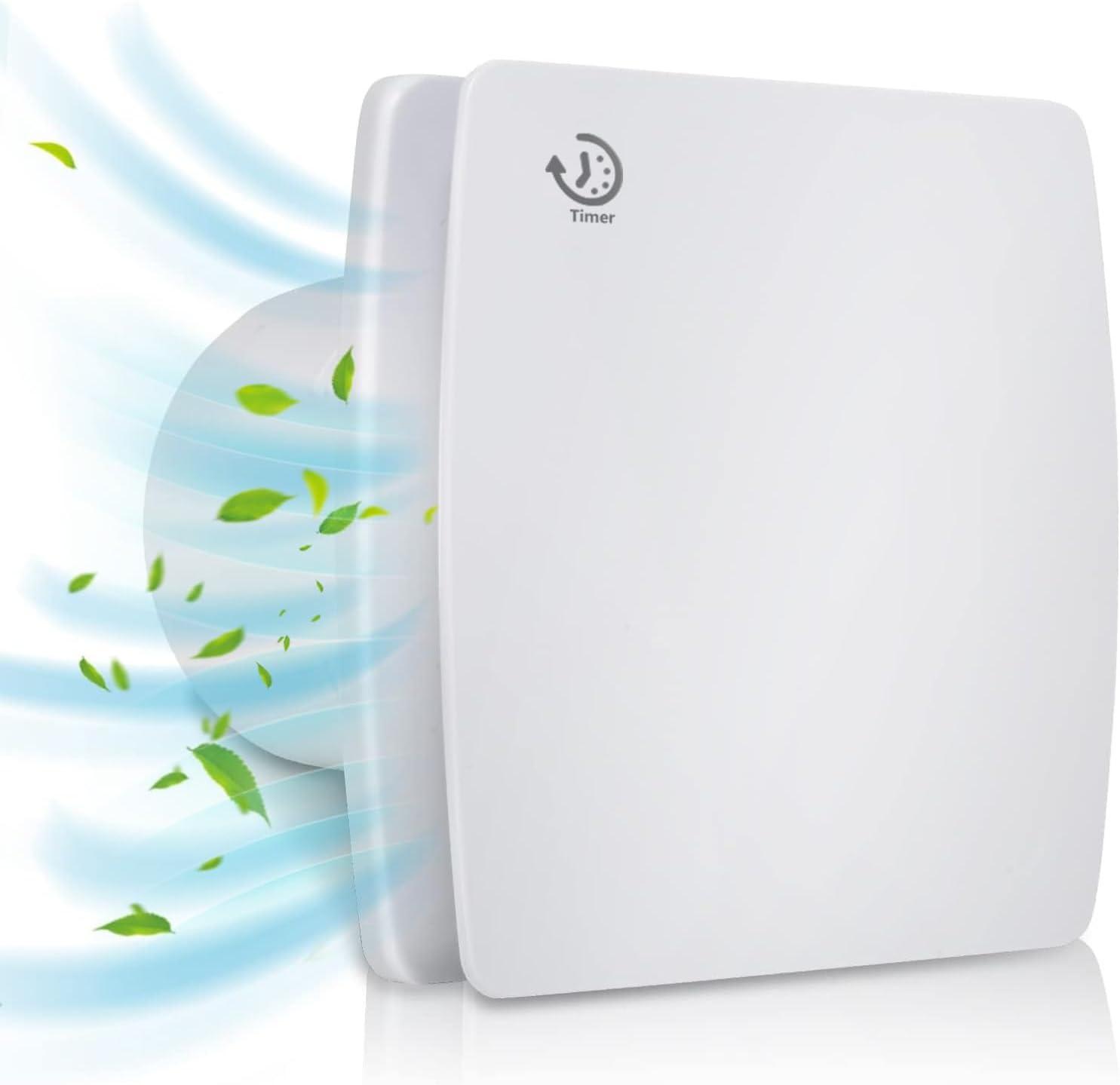Bathroom Extractor Fan, 4"/100mm High Airflow Silent Bathroom Fan with Timer Overrun Delay Function for Bathroom Toilet Shower Wall Mount (White)