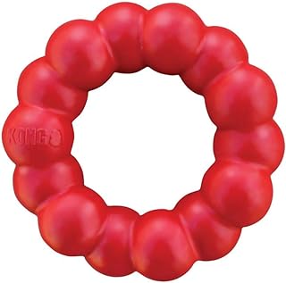 KONG Ring - Natural Rubber Ring Toy for Healthy Chewing Habits - Chew Toy Supports Dog Dental Health - Dog Toy Supports Instincts During Playtime - for Medium/Large Dogs