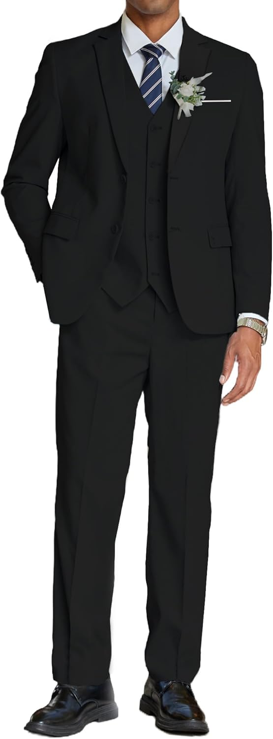 COOFANDY Men's 3 Piece Linen Suits Casual Lightweight Blazer Jackets Vest Pants Set for Wedding Business Prom