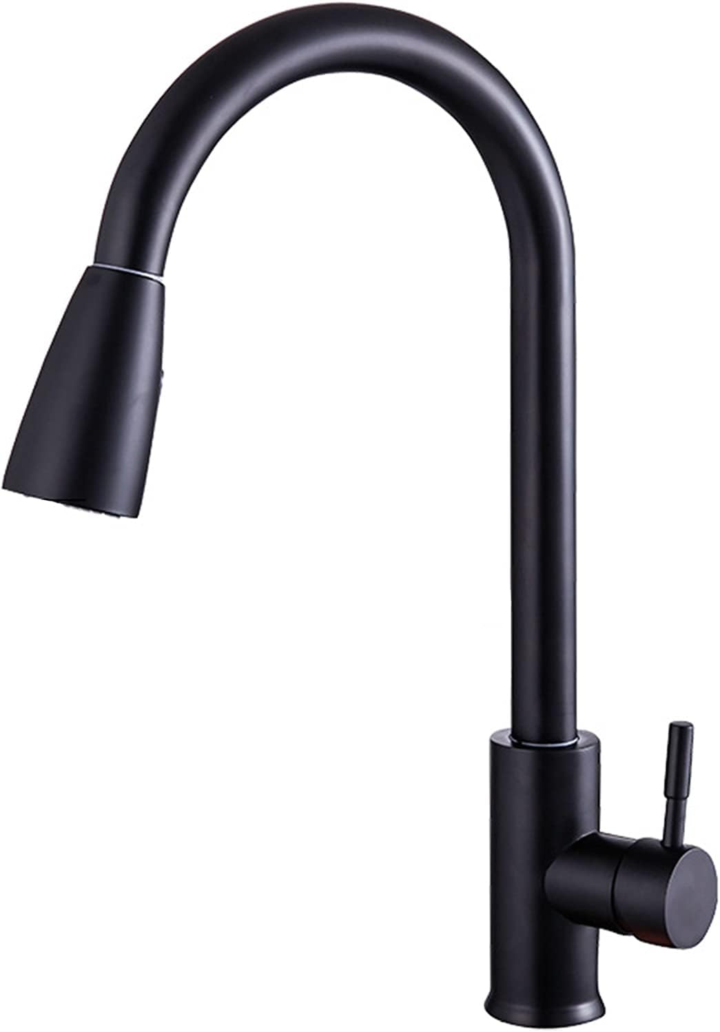 GYEQXKT Black Pull Out Kitchen Faucet, 360°Rotation Kitchen Mixer Tap, Stainless Steel Single Hole Single Handle Sink Tap, ​Vegetable Bowl Sink Faucet, Sanitary Ware Faucet