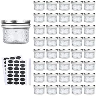 Accguan Mini Mason Glass Canning Jars,4 OZ Jelly Jars With Regular Lids（Silver,Ideal for Honey,Jam,Wedding Favors,Shower Favors,Small Pice Jars 40 PACK