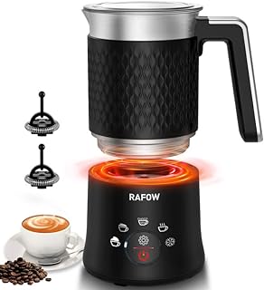 Milk Frother and Steamer - 5 In 1 Milk Frother Electric 11.8oz Automatic Milk Steamer Hot & Cold Foam Maker and Milk Warmer - Dishwasher Safe & Silent Working for Coffee,Latte,Cappuccino,Hot Chocolate