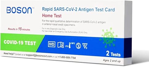 Boson Rapid SARS-CoV-2 Antigen Test Card, FDA EUA Authorized OTC at-Home Self Test, Results in 15 Minutes, 2 Tests Per Pack, Convenient and Comfortable to use