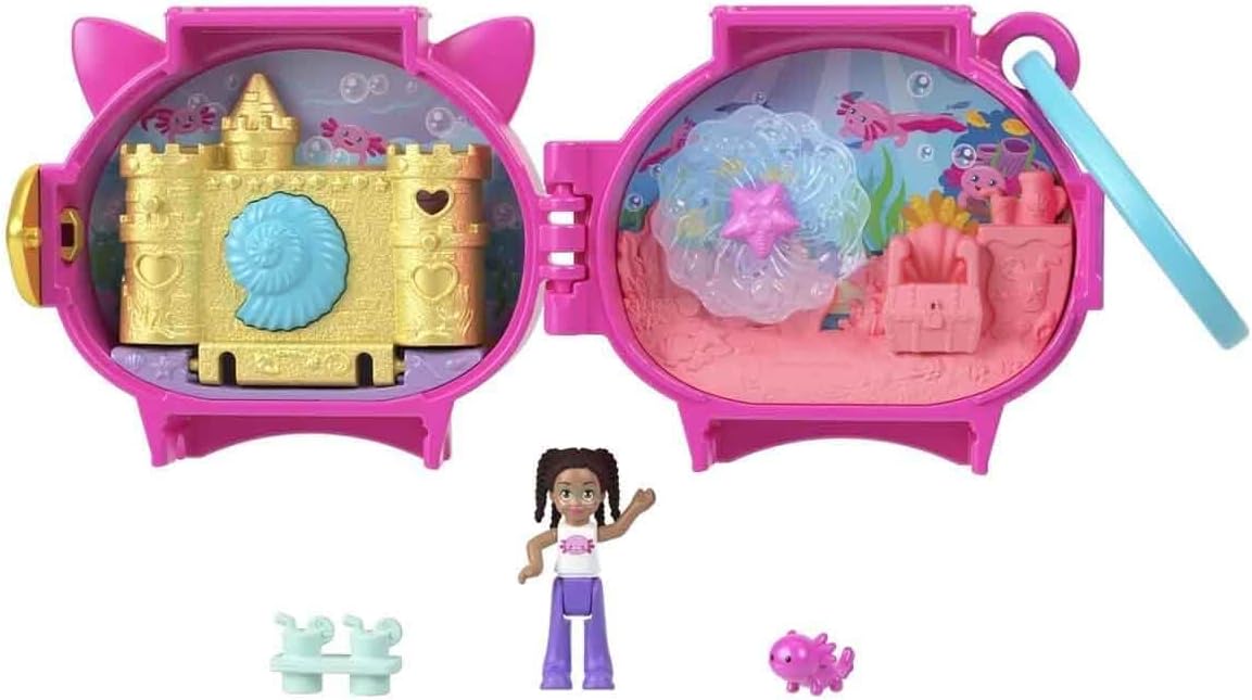 Polly Pocket Collectible Axolotl Pet Compact Playset for Girls Ages 4 and Up