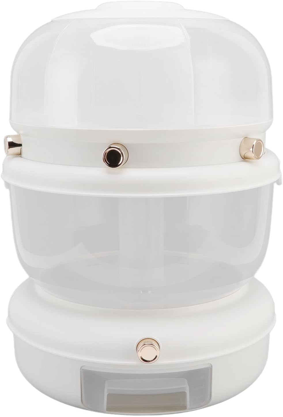 6 Grid Rotating Rice Dispenser 9kg Large Capacity Grain Storage Container Pressed Sealed Dry Food Bucket for Kitchen Pantry Organization Food Grade PP Material (White)