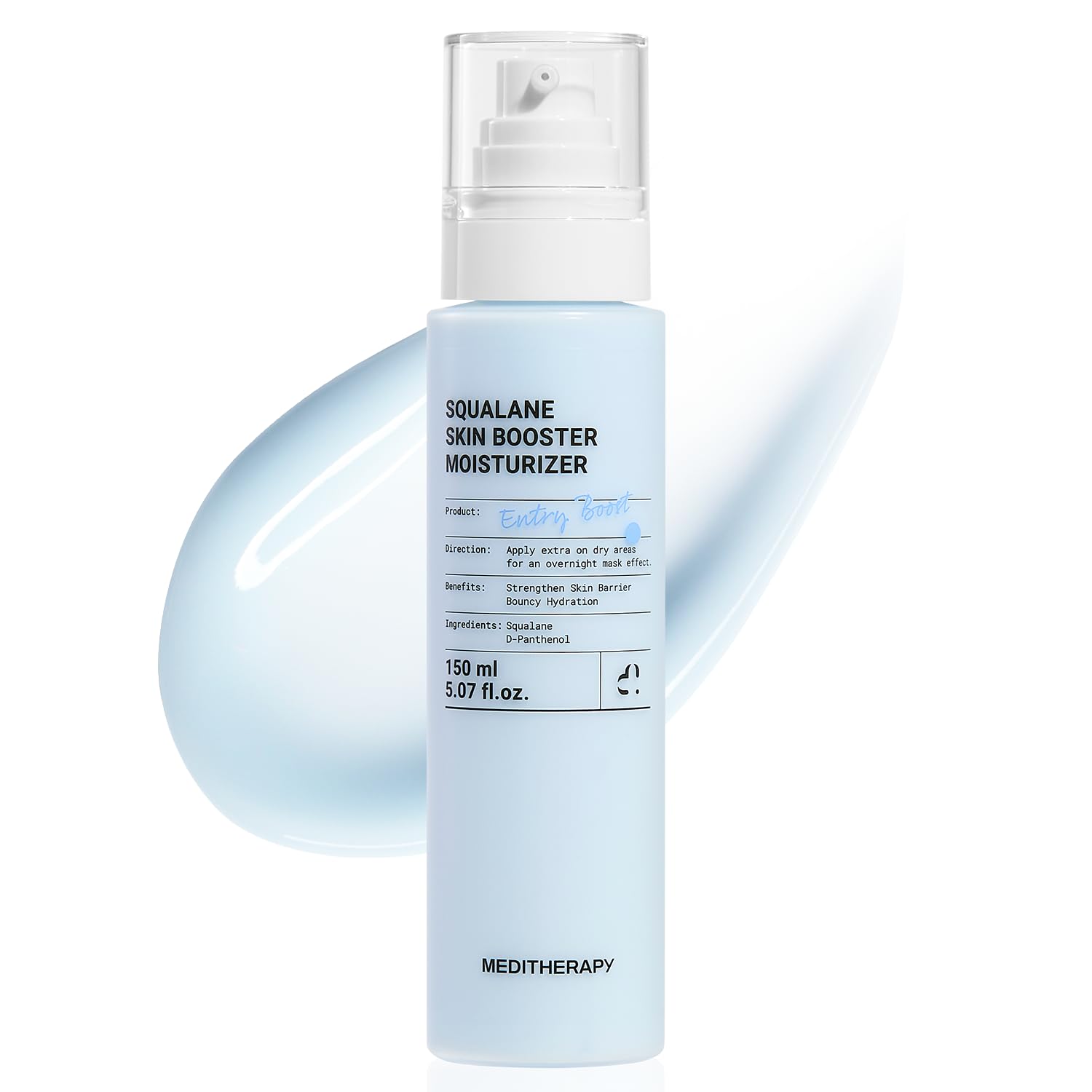 MEDITHERAPY Squalane Skin Booster Moisturizer – 8% Squalane + Panthenol + Hyaluronic Acid | Hydrating Moisturizer Face Cream for Dry Sensitive Skin | Lightweight Non-Greasy Barrier-Support 5.07 fl oz