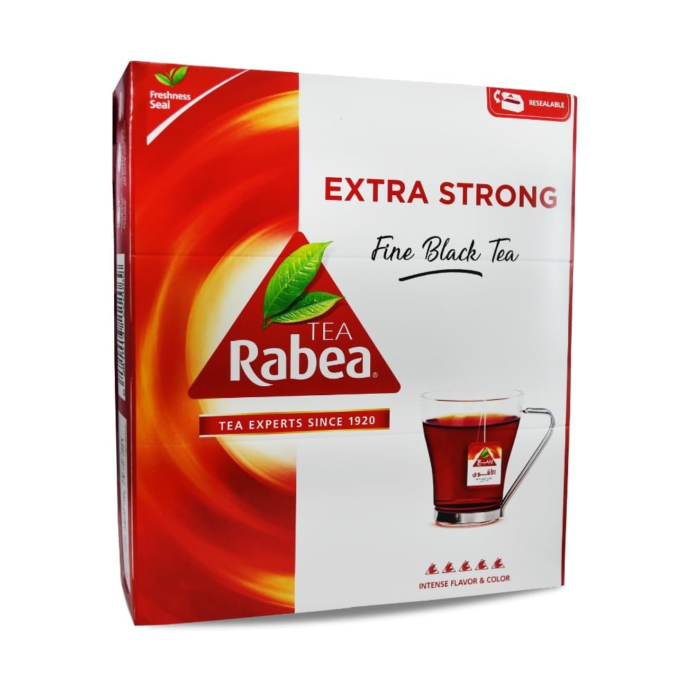 bonballoon Rabea Extra Strong Black Tea Bags Teas Natural Traditional Arabic Arabian Saudi Arabia Rich Pure Oriental Taste Breakfast (100 Tea Bag) شاى ربيع الأقوى