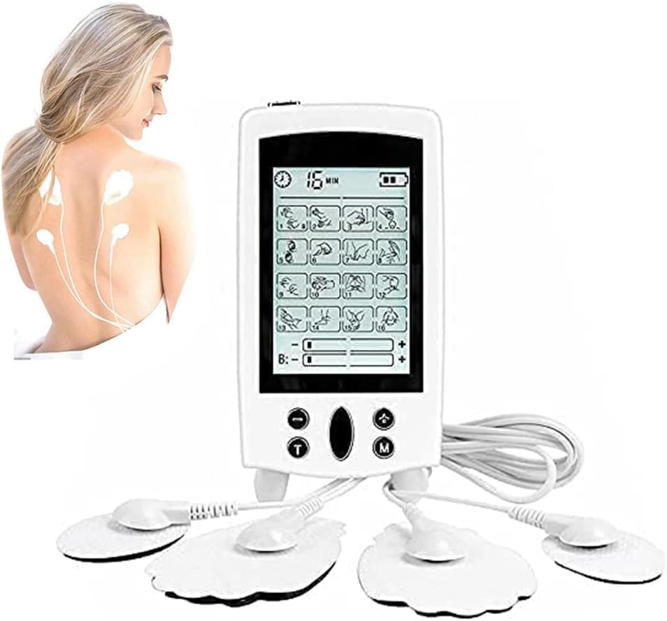USB Rechargeable TENS Unit Muscle Stimulator, 24 Modes TENS Machine with 4pcs Premium Electrode Pads for Pain Relief