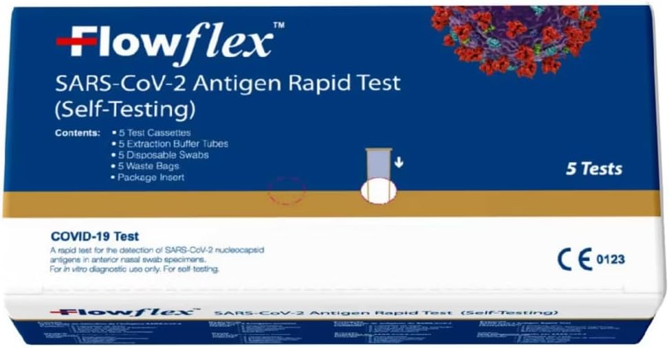Flowflex Lateral Test Kit Covid-19 For Self Care | Test Kit For SARS-CoV-2 Antigen Home Test Kit | Self Testing Rapid Test In 15 Minute | 5 Test Pack