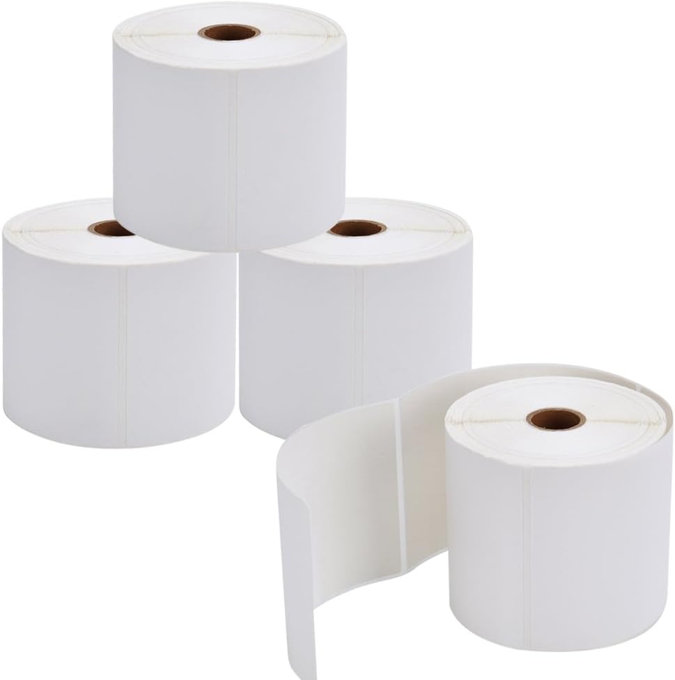 9527 Product 4x6 Direct Thermal Shipping Labels for Zebra 2844 ZP-450 ZP-500 ZP-505,Blank,450 Labels, 1" Core,Total 4 Rolls