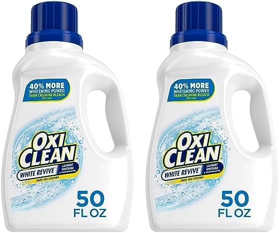OxiClean White Revive Laundry Whitener and Stain Remover Liquid, 50 fl oz (Pack of 2)