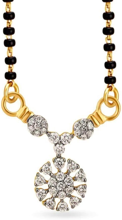 22K/18K Real Certified Fine Yellow Gold Divine CZ Mangalsutra Pendant