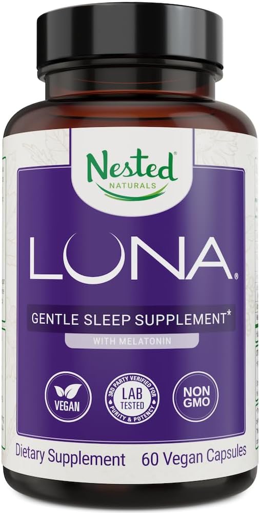 Luna Sleep Aid - Non-Habit Forming Natural Sleeping Pills for Adults with Naturally Sourced Ingredients - Valerian Root, Melatonin, Chamomile, Lemon Balm, and More - 60 Vegan Capsules