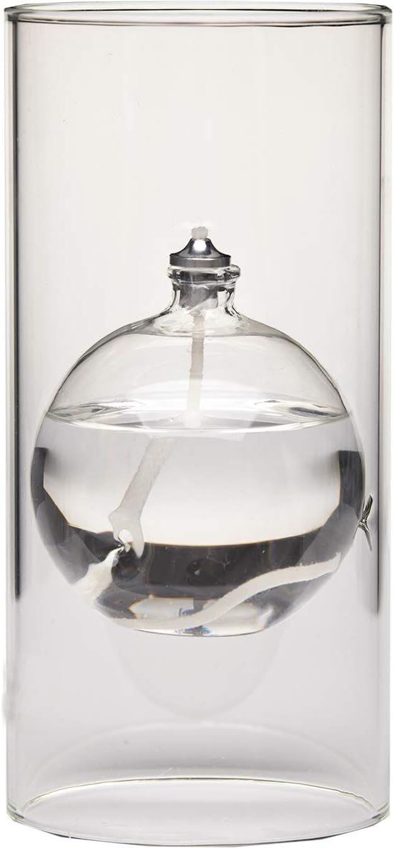 Firefly Fuels Refillable Glass Oil Candle - Transcend 6.5” Hurricane-Style Indoor/Outdoor Lantern. Clean Candle for Dining, Events, and Emergency Lighting. Use with Liquid Paraffin or Lamp Oil