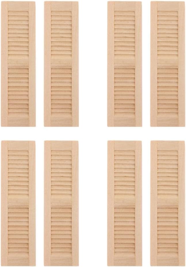 DYNWAVE Handmade 1/12 Dollhouse Furniture Wood Shutters Window, Pack of 4 Pairs, Miniatures Accessories Hands-