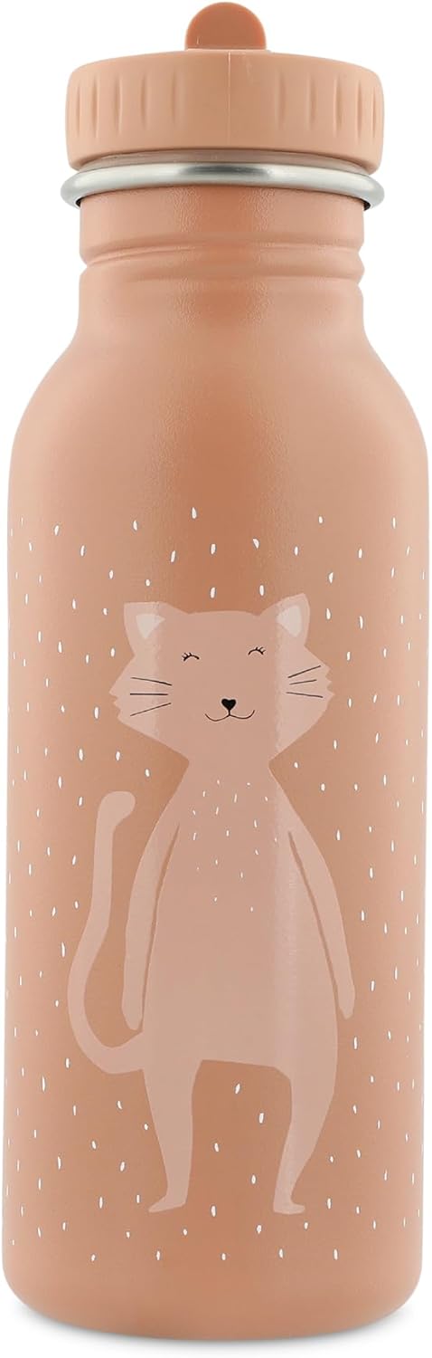 Trixie Drinking Bottle - Mrs. Cat - 500ml Stainless Steel Water Bottle for Kids - Pink - Leakproof - Eco-Friendly and BPA-Free